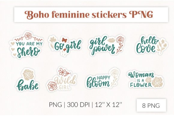 Boho Feminine Wild Flowers Stickers