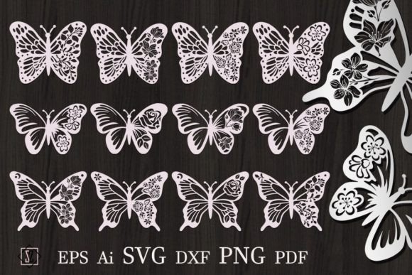 Bundle of Butterflies with Flowers