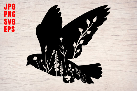 Dove Clipart Bird Floral Silhouette Art