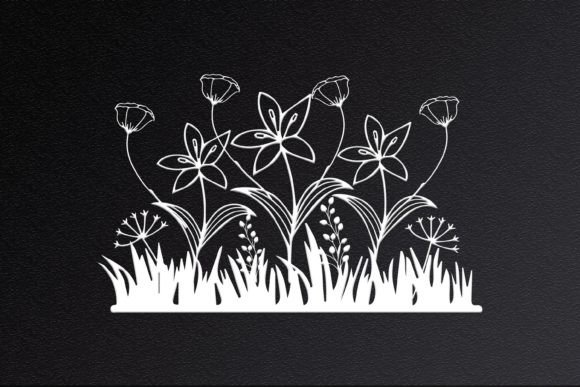 Floral Garden with Grass Cut File