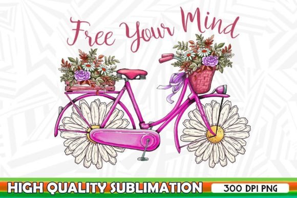 Free Your Mind Daisy Bike Floral PNG