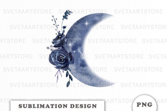 Moon Flowers Sublimation Design PNG