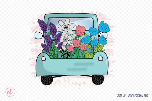 Spring Floral Truck PNG, Sublimation PNG